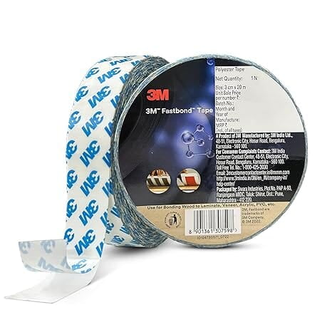3M Fastbond Double Sided Adhesive Tape for Metals, Plastic, Glass, Wood, Water Resistant, Provides Excellent Adhesion (30mm X 20m, 1 Roll) 3M Fastbond Double Sided Adhesive Tape for Metals, Plastic, Glass, Wood, Water Resistant, Provides Excellent Adhesion (30mm X 20m, 1 Roll)