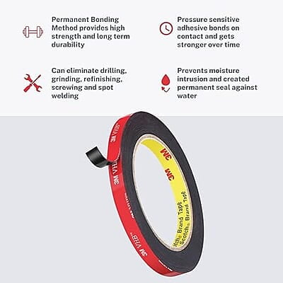 3M High Strength Double Side Bonding Tape for Plastic, Metal, Interior & Exterior Use, Multiple Surface Acrylic Adhesive (12mmX5m, 1 Roll+Primer) 3M High Strength Double Side Bonding Tape for Plastic, Metal, Interior & Exterior Use, Multiple Surface Acrylic Adhesive (12mmX5m, 1 Roll+Primer)