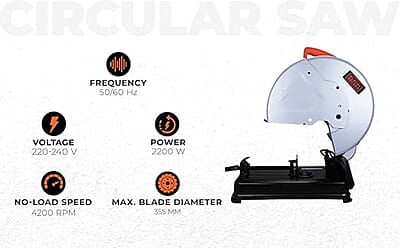 BLACK+DECKER BEM2200-IN 14-inch (355 mm),2200W,4200 Rpm Heavy Duty Corded Electric Chop Saw for Cutting Metal, 1 Year Warranty BLACK+DECKER BEM2200-IN 14-inch (355 mm),2200W,4200 Rpm Heavy Duty Corded Electric Chop Saw for Cutting Metal, 1 Year Warranty