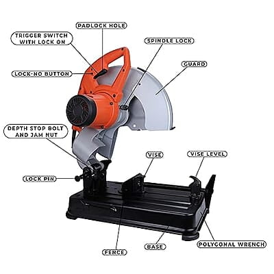 BLACK+DECKER BEM2200-IN 14-inch (355 mm),2200W,4200 Rpm Heavy Duty Corded Electric Chop Saw for Cutting Metal, 1 Year Warranty BLACK+DECKER BEM2200-IN 14-inch (355 mm),2200W,4200 Rpm Heavy Duty Corded Electric Chop Saw for Cutting Metal, 1 Year Warranty