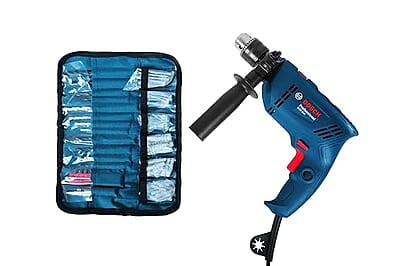 Bosch Gsb 600 Corded Electric Impact Drill With Wrapset Kit, 600 W, 13 Mm, 1.7 Kg, 3000 Rpm, 1.4 Nm, Variable Speed, Forward/Reverse Rotation, Double Insulation, Carbon Brush (Wrapset Kit), Blue Bosch Gsb 600 Corded Electric Impact Drill With Wrapset Kit, 600 W, 13 Mm, 1.7 Kg, 3000 Rpm, 1.4 Nm, Variable Speed, Forward/Reverse Rotation, Double Insulation, Carbon Brush (Wrapset Kit), Blue