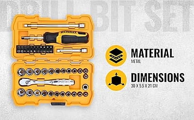 DEWALT DT71563 QZ 100 pc Drill Machine Bit Set with Metal Wood and Masonary Drill Machine