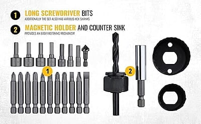DEWALT DT71563-QZ 100 pc Drill Machine Bit Set with Metal,Wood and Masonary Drill Machine bits,Magnetic Bit Holder and Screwdriving bits, Hex DEWALT DT71563-QZ 100 pc Drill Machine Bit Set with Metal,Wood and Masonary Drill Machine bits,Magnetic Bit Holder and Screwdriving bits, Hex