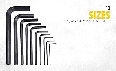 STANLEY 69-253 10-Piece Metric Hex Key Set with Anti-Rust Properties for Home, DIY & Professional Use, YELLOW & BLACK