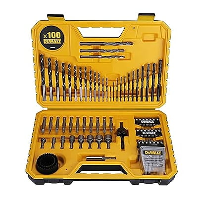 DEWALT DT71563-QZ 100 pc Drill Machine Bit Set with Metal,Wood and Masonary Drill Machine bits,Magnetic Bit Holder and Screwdriving bits, Hex DEWALT DT71563-QZ 100 pc Drill Machine Bit Set with Metal,Wood and Masonary Drill Machine bits,Magnetic Bit Holder and Screwdriving bits, Hex