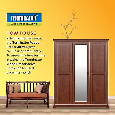 Pidilite Terminator Eco-Friendly Termite Killer Spray| Wood Preservative and Termite, Borer, Insect Repellant Spray| For Home, Kitchen and Offices (1 Ltr) Pidilite Terminator Eco-Friendly Termite Killer Spray| Wood Preservative and Termite, Borer, Insect Repellant Spray| For Home, Kitchen and Offices (1 Ltr)