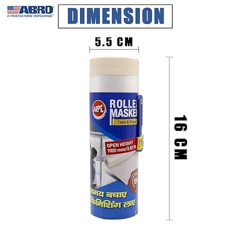 ABRO Roller Masker Tape & Drape Multipurpose Self Adhesive Masking Film Roll Quick Unfolding for Home, Office, Automotive & Industry (Open Height 1.1 M x 15 M) ABRO Roller Masker Tape & Drape Multipurpose Self Adhesive Masking Film Roll Quick Unfolding for Home, Office, Automotive & Industry (Open Height 1.1 M x 15 M)