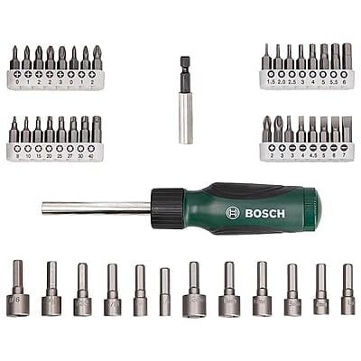 Bosch 46-Piece Screwdriver Bit set, with Screwdriver Bits and 12 Nutsetters Bosch 46-Piece Screwdriver Bit set, with Screwdriver Bits and 12 Nutsetters
