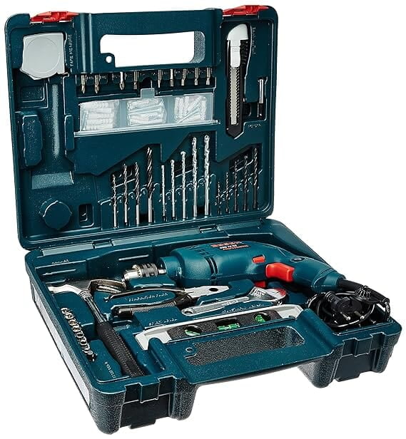 Bosch Professional GSB 10 RE Corded-Electric Drill Tool Set, 10 mm (Blue), 500 Watt, (100 Pc Accessory Set) Bosch Professional GSB 10 RE Corded-Electric Drill Tool Set, 10 mm (Blue), 500 Watt, (100 Pc Accessory Set)