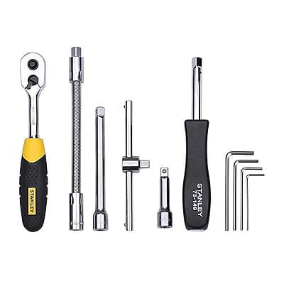 STANLEY STMT72794 1/4'' Square Drive Metric Socket Set with Double Nickel Chromium Alloy (46-Pieces), YELLOW & BLACK STANLEY STMT72794 1/4'' Square Drive Metric Socket Set with Double Nickel Chromium Alloy (46-Pieces), YELLOW & BLACK