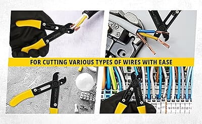 STANLEY 84-214-22 5.25'' 130 mm Wire Stripper Ideal for Cutting, Stripping Speaker Wires & Appliance Cords for Home, DIY & Professional Use, YELLOW & BLACK STANLEY 84-214-22 5.25'' 130 mm Wire Stripper Ideal for Cutting, Stripping Speaker Wires & Appliance Cords for Home, DIY & Professional Use, YELLOW & BLACK