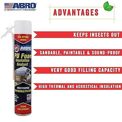 ABRO PUF-750 Multipurpose Expandable PU Foam Insulation Sealant Spray for Window, Tile, Door & AC Gaps (750ml) ABRO PUF-750 Multipurpose Expandable PU Foam Insulation Sealant Spray for Window, Tile, Door & AC Gaps (750ml)