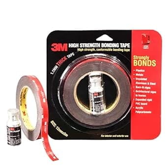 3M High Strength Double Side Bonding Tape for Plastic, Metal, Interior & Exterior Use, Multiple Surface Acrylic Adhesive (12mmX5m, 1 Roll+Primer) 3M High Strength Double Side Bonding Tape for Plastic, Metal, Interior & Exterior Use, Multiple Surface Acrylic Adhesive (12mmX5m, 1 Roll+Primer)