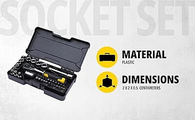 STANLEY STMT82672 1/4" 37-Piece Chrome Compact Socket Set comes with a Heavy-Duty Plastic Case for Home, DIY, Industrial & Professional Use, YELLOW & BLACK STANLEY STMT82672 1/4" 37-Piece Chrome Compact Socket Set comes with a Heavy-Duty Plastic Case for Home, DIY, Industrial & Professional Use, YELLOW & BLACK